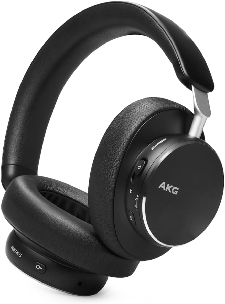 AKG N9 Hybrid Over Ear Kopfhörer - Adaptives Noise Cancelling und Zoom zertifizierte Anrufe - Bis zu 100 Stunden Akku - Schwarz mit Bluetooth USB C und 3,5 mm Anschluss-Nestmyio