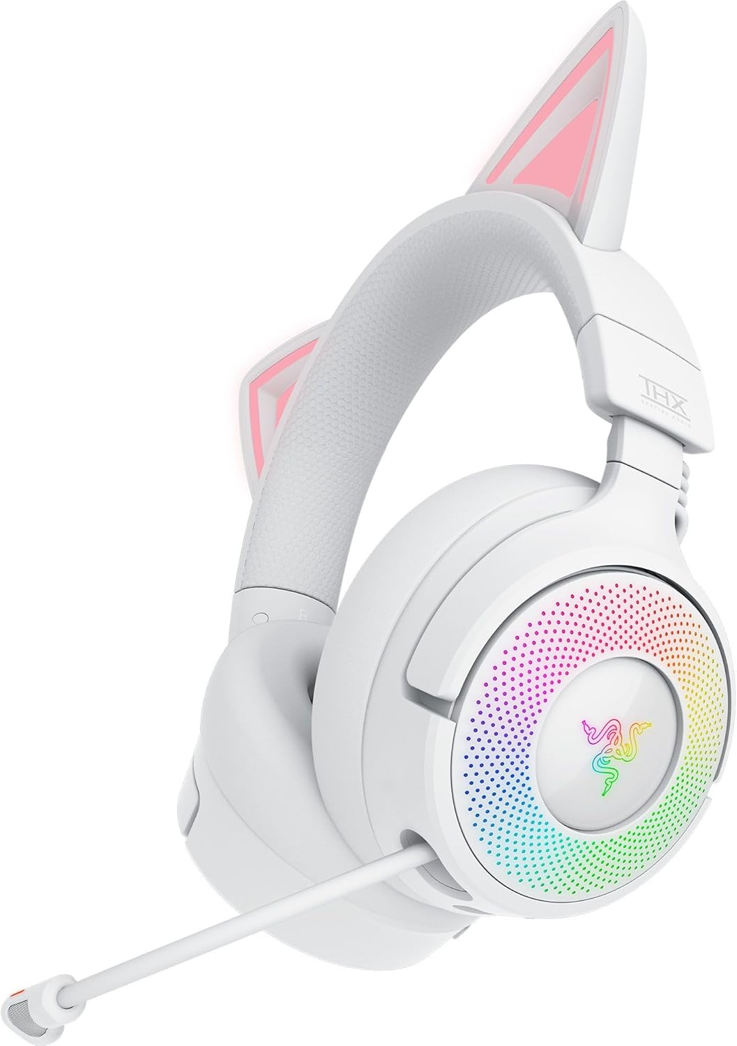 Razer Kraken Kitty V3 Pro Gaming Headset - RGB Katzenohren und TriForce 40 mm Treiber - HyperSpeed Wireless Bluetooth THX Spatial Audio - Weiß für Gaming Streaming-Nestmyio