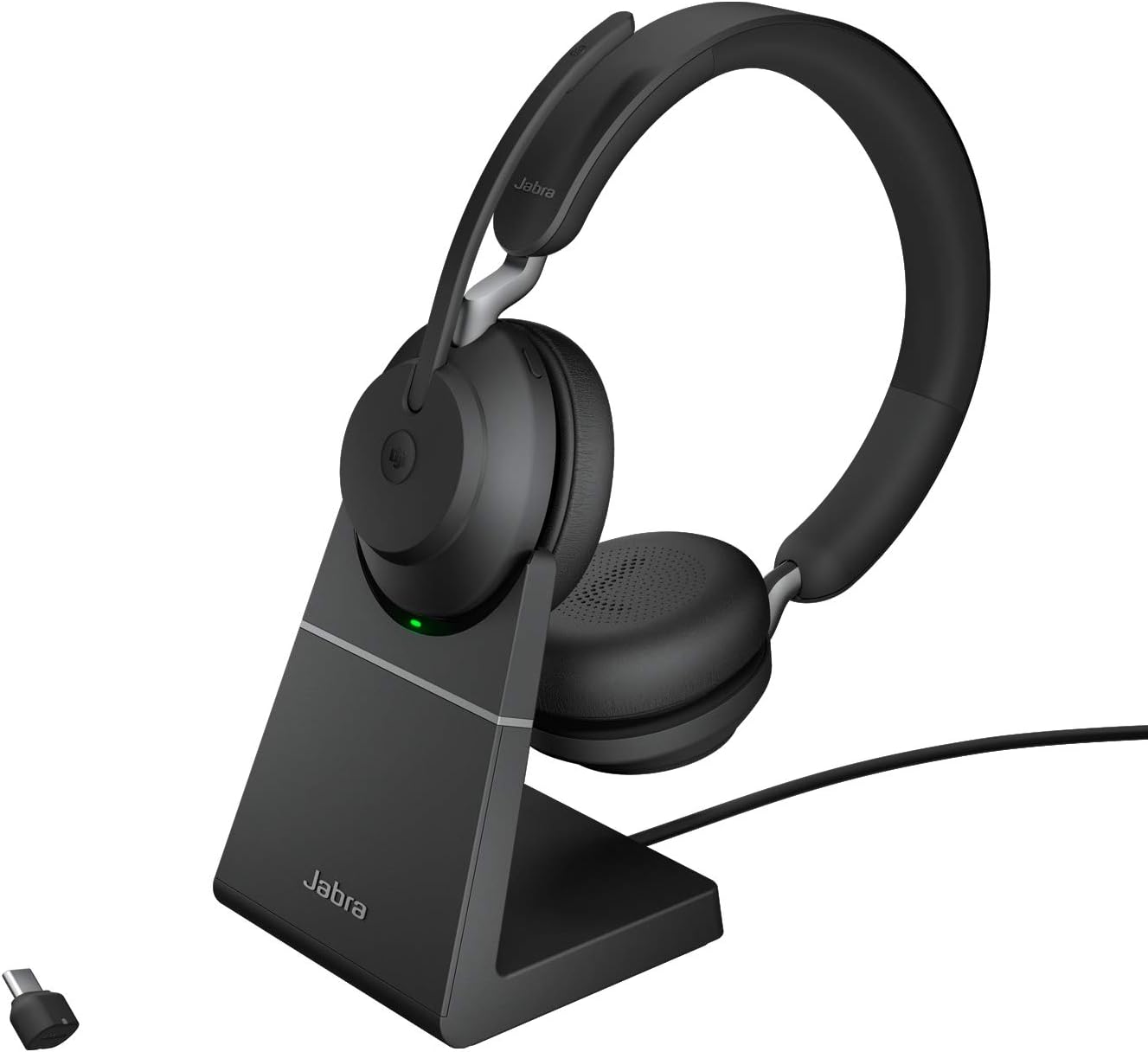 Jabra Evolve2 65 PC Headset - Microsoft Teams zertifiziert mit Ladestation - Geräuschabschirmung und langer Akkulaufzeit - Schwarz mit USB C Bluetooth Adapter-Nestmyio