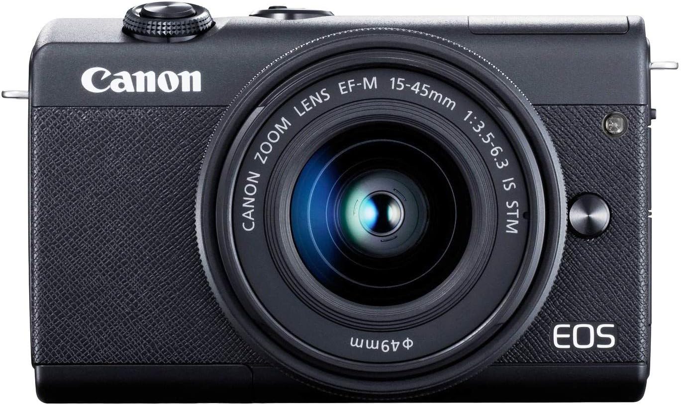 Canon EOS M200 Systemkamera - 24,1 MP CMOS Sensor und DIGIC 8 - EF M 15 bis 45 mm Objektiv mit Dual Pixel Autofokus - 4K WLAN Bluetooth Schwarz-Nestmyio