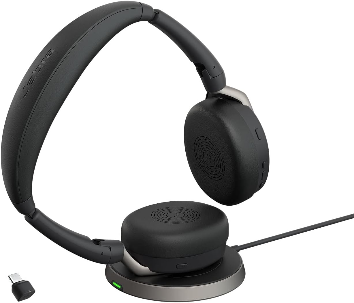 Jabra Evolve2 65 Flex Bluetooth Headset - Kabelloses Stereo Modell mit ClearVoice - Hybride ANC und Microsoft Teams Zertifizierung - Schwarz mit USB C Anschluss-Nestmyio