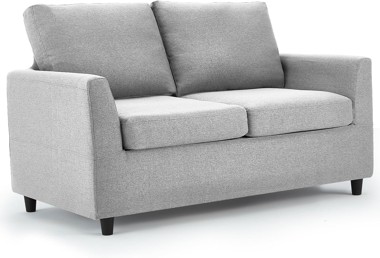 UNIONLINE Zweisitzer Schlafsofa - Kleines Loungesofa mit abnehmbaren Leinenbezügen - Holzrahmen und Kissenrücken bei 136 x 72 x 88 cm - Hellgrau für Wohn und Schlafzimmer-Nestmyio