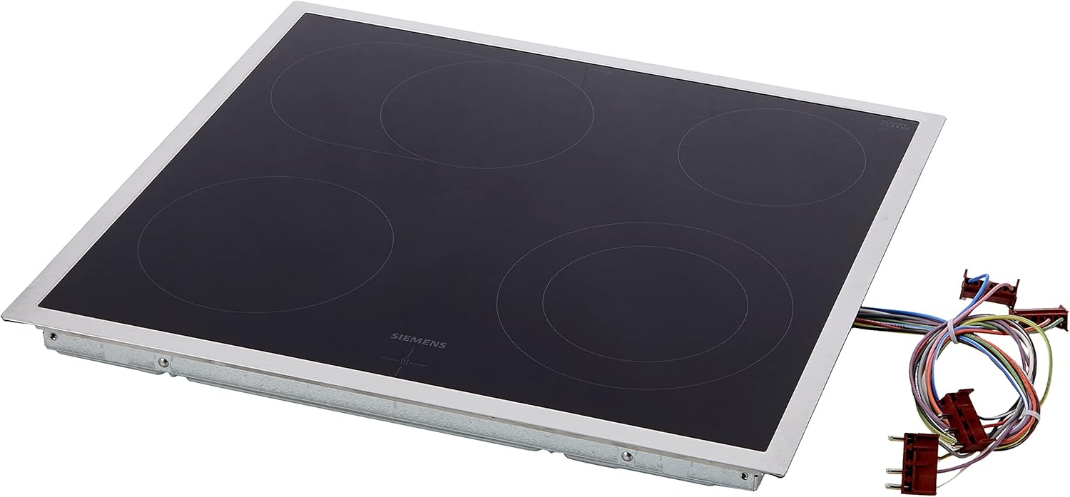 Siemens EA645GN17 iQ300 Elektrokochfeld - 60 cm mit vier highSpeed Kochzonen - Bräterzone Zweikreiszone und Restwärmeanzeige - Schwarz mit flachem Edelstahlrahmen-Nestmyio