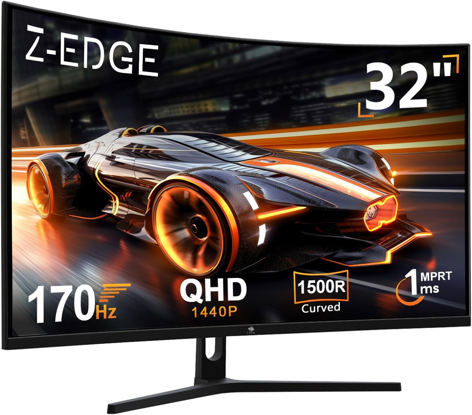 Z Edge Curved Gaming Monitor - 32 Zoll QHD VA mit 2560 x 1440 - Bis zu 170 Hz 1 ms FreeSync und 1500R - Schwarz mit HDMI DisplayPort und 280 Nits-Nestmyio