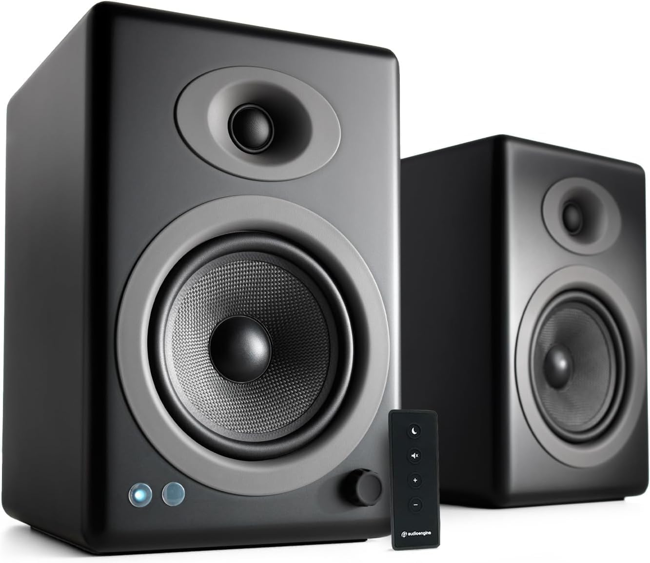 Audioengine A5 Classic Aktivlautsprecher - Stereo Regallautsprecher mit 150 W Leistung - Eingebauter Analogverstärker RCA und 3,5 mm Eingang - Schwarz mit Fernbedienung-Nestmyio
