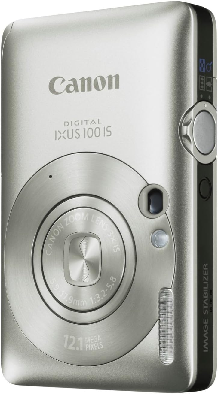 Canon Digital IXUS 100 IS Kompaktkamera - 12 MP CMOS Sensor und 3 fach optischer Zoom - 2,5 Zoll Display mit HDMI und Bildstabilisierung - Silber-Nestmyio