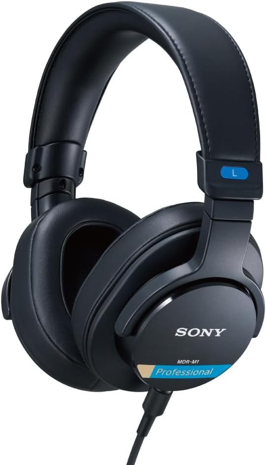Sony MDR M1 Studiokopfhörer - Geschlossene Over Ear Bauform von 5 Hz bis 80 kHz - Zwei abnehmbare Kabel und 216 g - Schwarz für Recording Mixing und Monitoring-Nestmyio