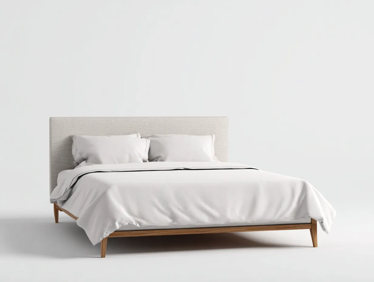 Doppelbett Holz 207x167x90 cm - Walnussbraun - Niedriges Schlafzimmerbett mit schmalem Rahmen-Nestmyio