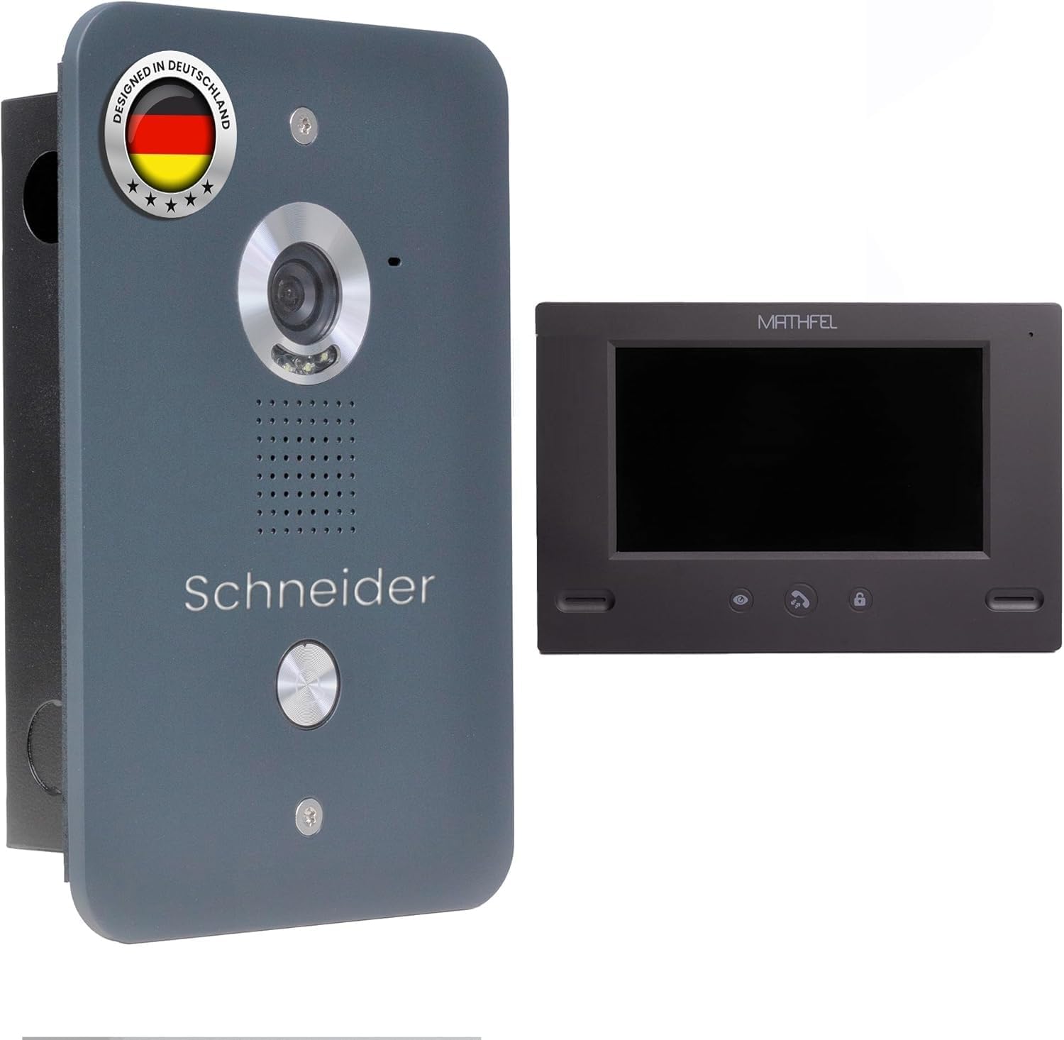 Mathfel MF 0413 Video Türsprechanlage - Kabelgebundenes 4 Draht System mit Kamera - 7 Zoll Farbmonitor und HD Auflösung - Gegensprechanlage mit Türöffner-Nestmyio