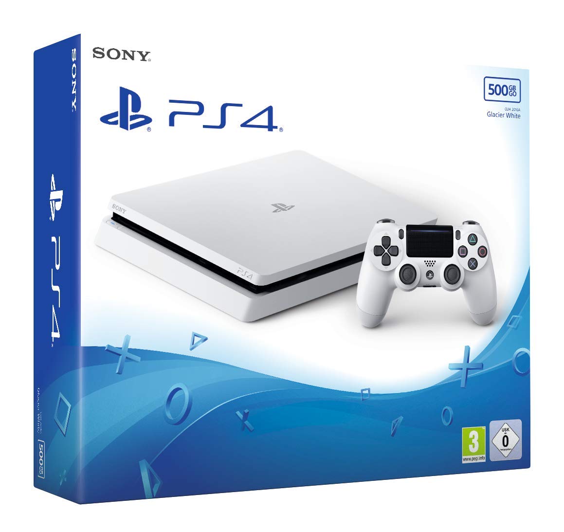 PlayStation 4 Slim Konsole - 500 GB Speicher Modell CUH 2216A - Weiße Spielkonsole mit englischer Sprache - Für PlayStation 4 Gaming-Nestmyio