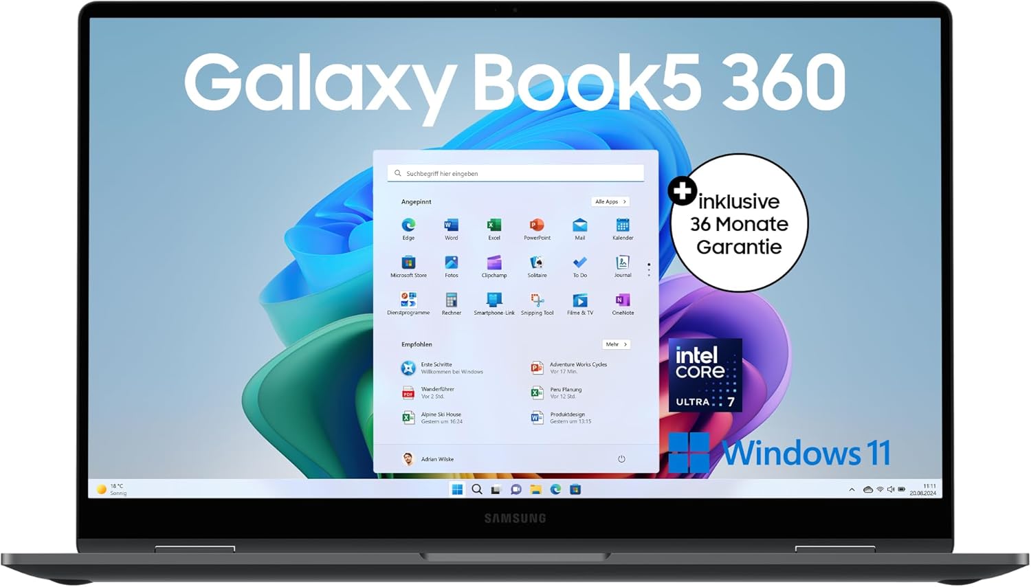 Samsung Galaxy Book5 360 Convertible Laptop - 15,6 Zoll Intel Core Ultra 7 bis 4,8 GHz - 16 GB RAM und 512 GB SSD - Windows 11 Home Moonstone Gray mit 3 Jahren Herstellergarantie-Nestmyio