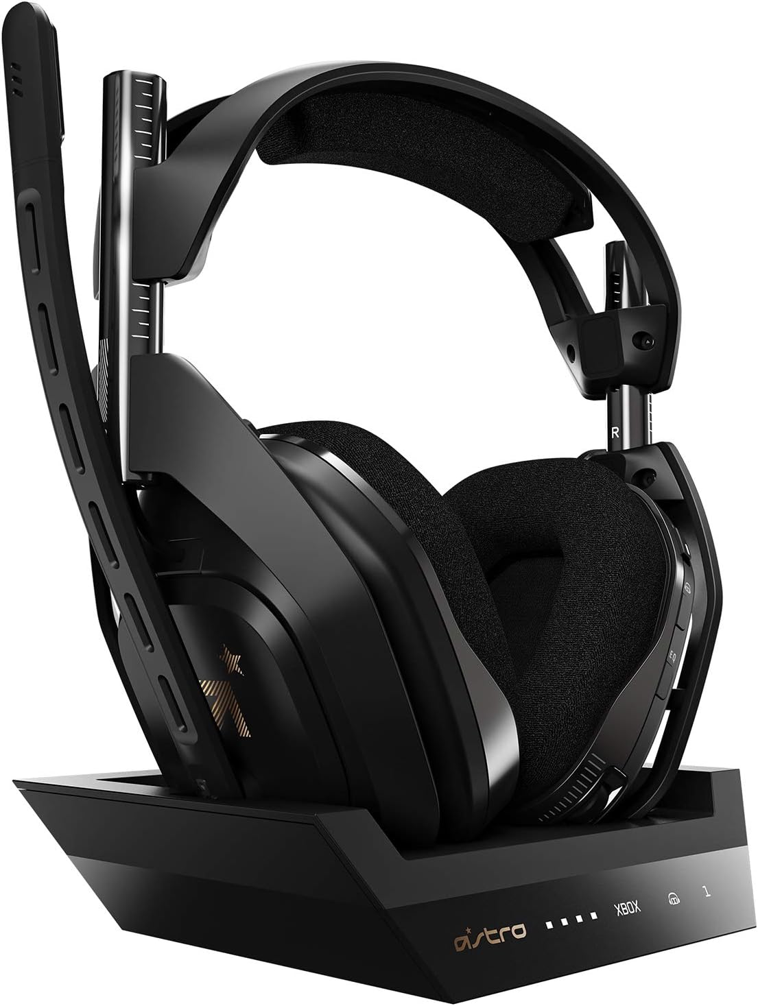 ASTRO Gaming A50 Wireless Headset - Kabellos mit 2,4 GHz und Ladestation - Dolby Audio Game Voice Balance und 9 m Reichweite - Schwarz Gold für Xbox PC und Mac-Nestmyio