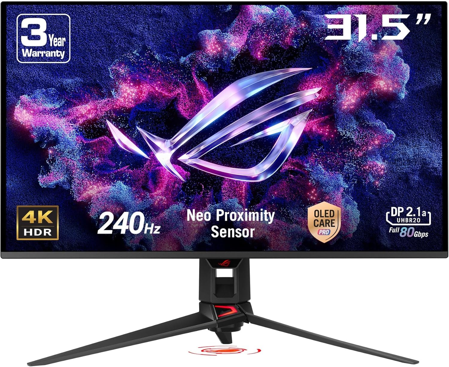 ASUS ROG Swift OLED PG32UCDMR Gaming Monitor - 32 Zoll 4K UHD mit 240 Hz - 0,03 ms GtG G Sync FreeSync - DisplayPort 2.1 HDMI 2.1 und 90 W USB C-Nestmyio