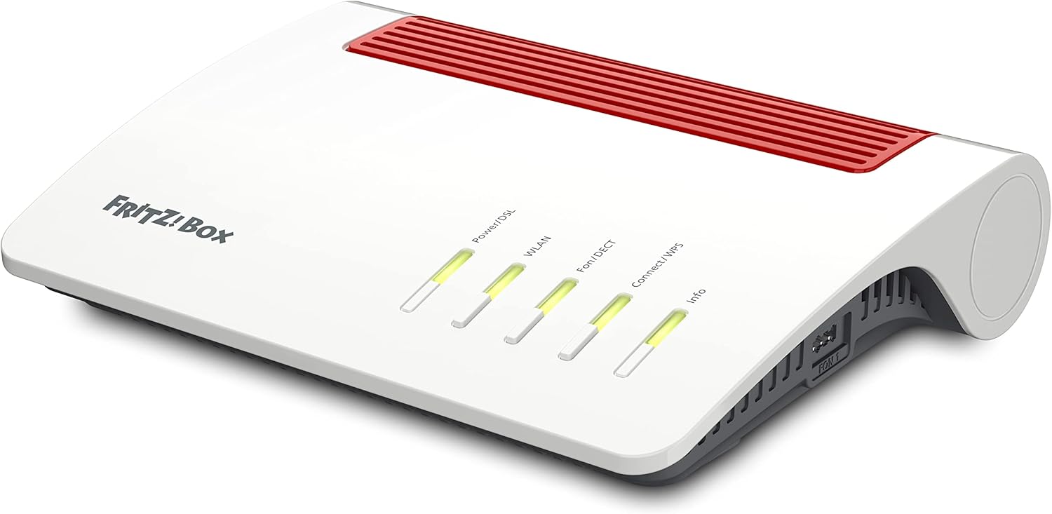 FRITZ Box 7590 AX International Router - Wi Fi 6 Dualband mit 2400 und 1200 MBit je Sekunde - VDSL Supervectoring Mesh und DECT Basis - Weiß für Österreich und Schweiz-Nestmyio