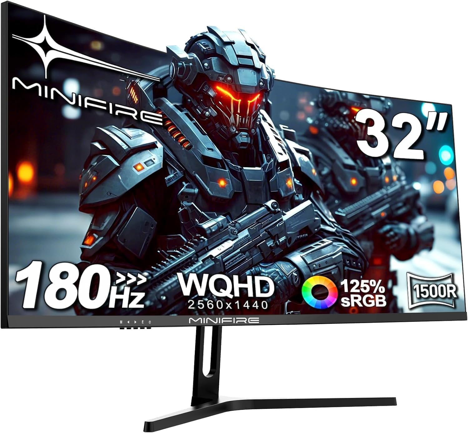 Minifire MFG32C3Q Curved Gaming Monitor - 32 Zoll WQHD mit 2560 x 1440 und 1500R - 180 Hz 1 ms und AMD FreeSync - VESA Augenpflege HDMI und DisplayPort-Nestmyio