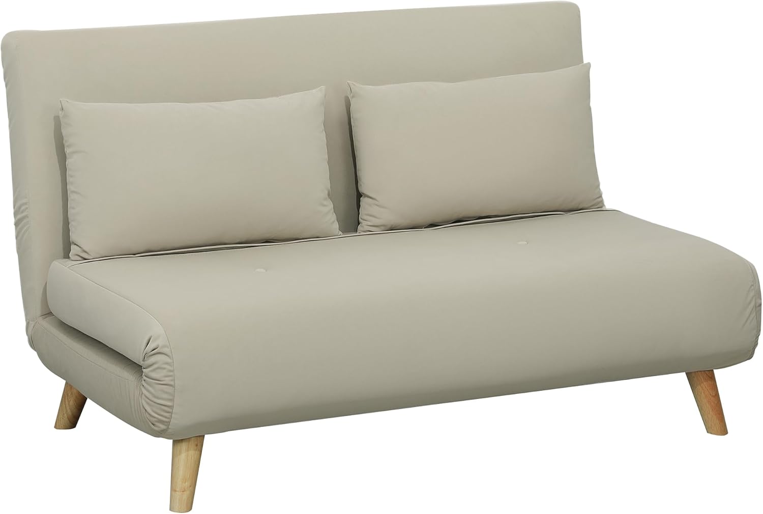 HOMCOM Schlafsofa 3 in 1 - Klappbare 2 Sitzer Couch mit Lendenkissen - Liegefläche 130 x 190 cm bis 250 kg - Beige Samtoptik für Wohn und Schlafzimmer-Nestmyio