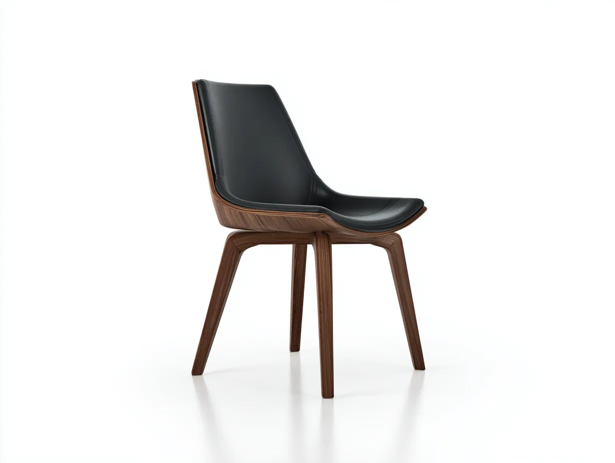Esszimmerstuhl Lederoptik Holz 51x56x83 cm - Schwarz und Walnuss - ergonomischer Stuhl mit hoher Lehne-Nestmyio