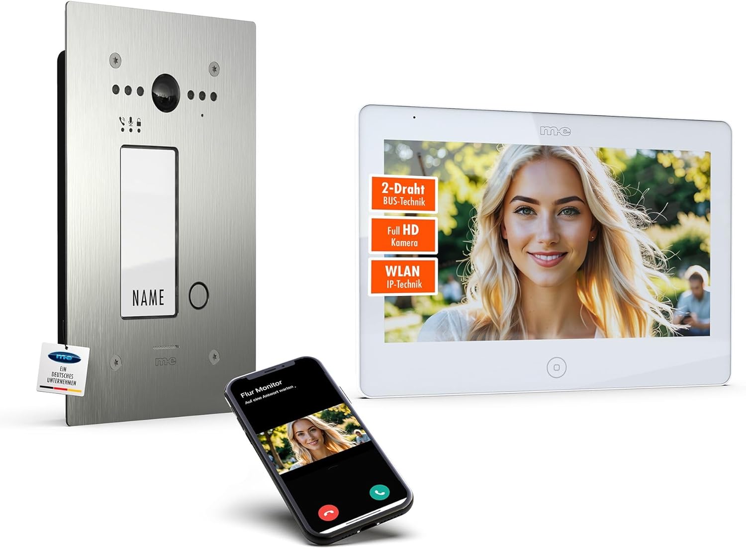 m e ALLVISO Video Türsprechanlage - Für Einfamilienhaus mit 10 Zoll Monitor - 2 Draht IP Bus Kamera Gegensprechen und Türöffner - Aufputz Außenstation mit kostenloser App-Nestmyio