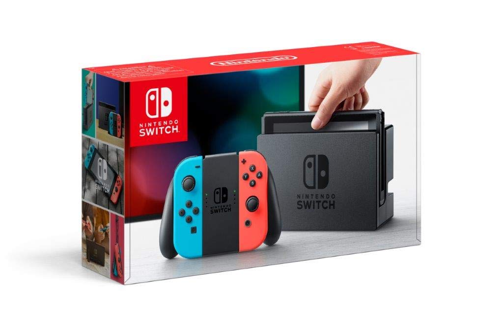 Nintendo Switch Spielkonsole - Neon Rot und Neon Blau mit Lithium Polymer Akku - Acht unterstützte Systemsprachen und mehrsprachiges Handbuch - Konsole für flexibles Gaming-Nestmyio