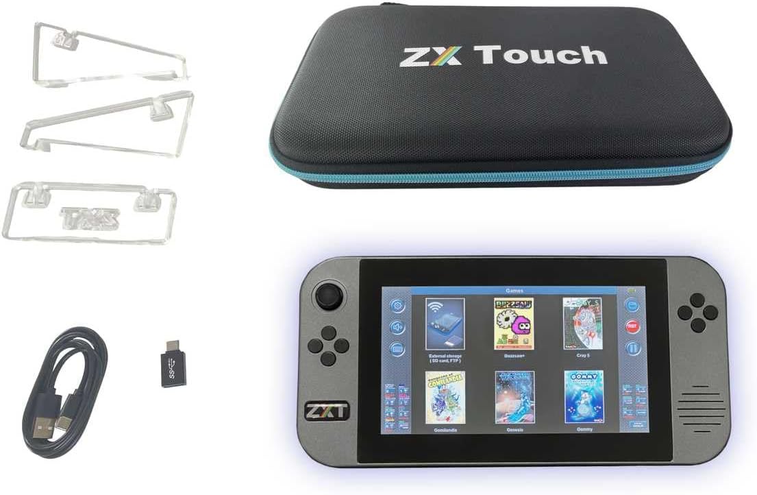 Sintech ZX Touch Handheld Spielkonsole - 7 Zoll Display für ZX Spectrum Spiele - Schwarzes Retro Gaming Gerät für 1 Spieler - Mit passender Tragetasche-Nestmyio