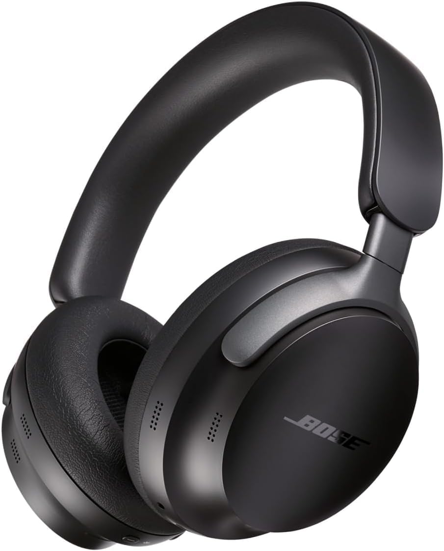 Bose QuietComfort Ultra Over Ear Kopfhörer - Aktive Geräuschunterdrückung und räumlicher Klang - Bis zu 24 Stunden Akkulaufzeit - Schwarz mit 3,5 mm Klinkenanschluss-Nestmyio