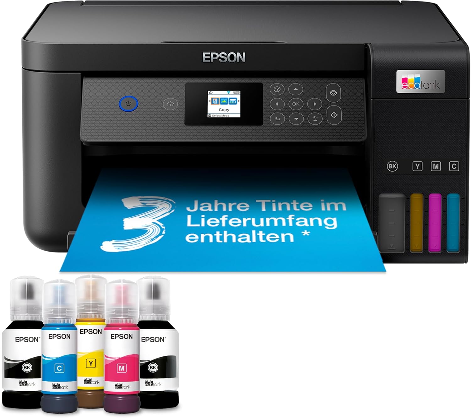 Epson EcoTank ET 2850 Multifunktionsdrucker - A4 Farbdrucker mit Tintentanksystem und WLAN - Bis 33 Seiten Schwarzweiß und 15 Seiten Farbe - Schwarz mit USB Verbindung-Nestmyio