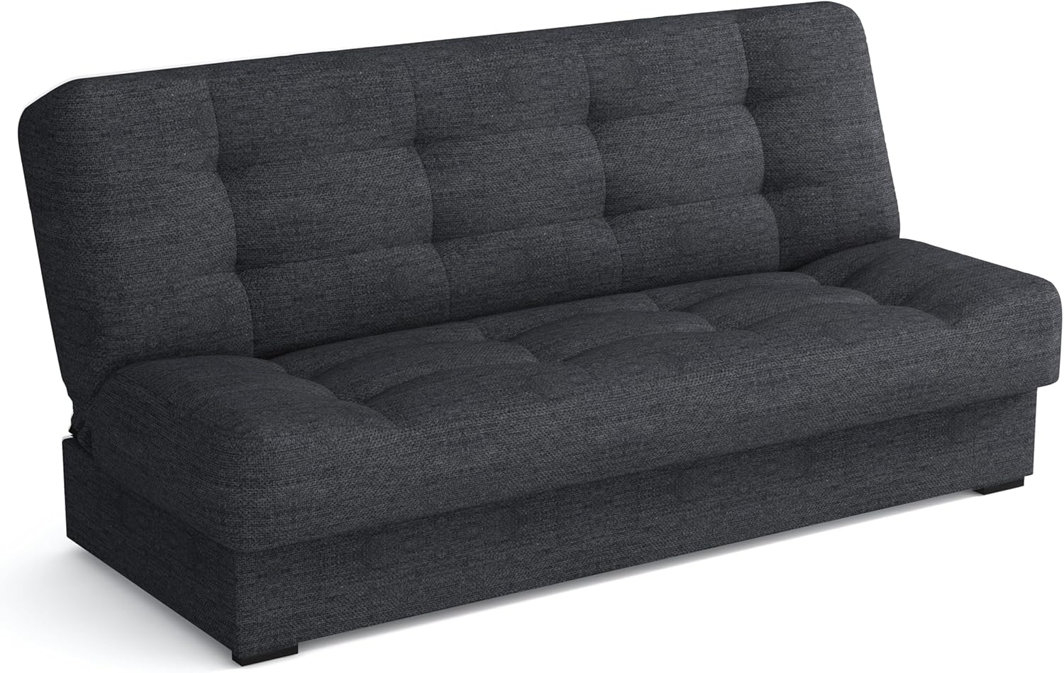 Livia Schlafsofa mit Bettkasten - 3 Sitzer mit Federkern und Clic Clac Öffnung - 170 x 81 x 83 cm mit zusätzlichem Stauraum - Dunkelgrau für Wohn und Gästezimmer-Nestmyio