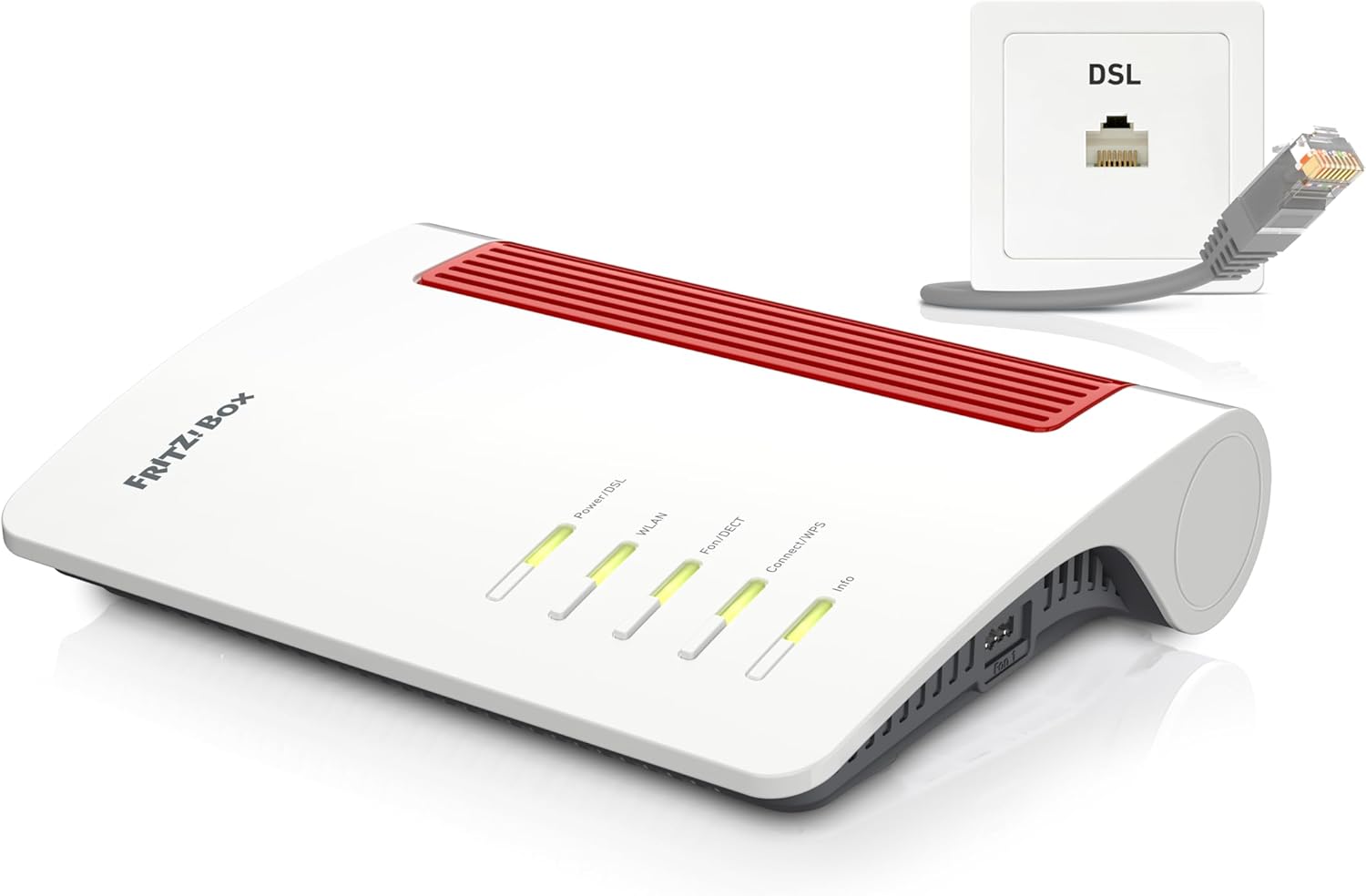 FRITZ Box 7690 Wi Fi 7 DSL Router - Dualband mit 5760 MBit je Sekunde bei 5 GHz - VDSL bis 300 MBit je Sekunde und WLAN Mesh - DECT Basis Weiß für Heim und Büro-Nestmyio