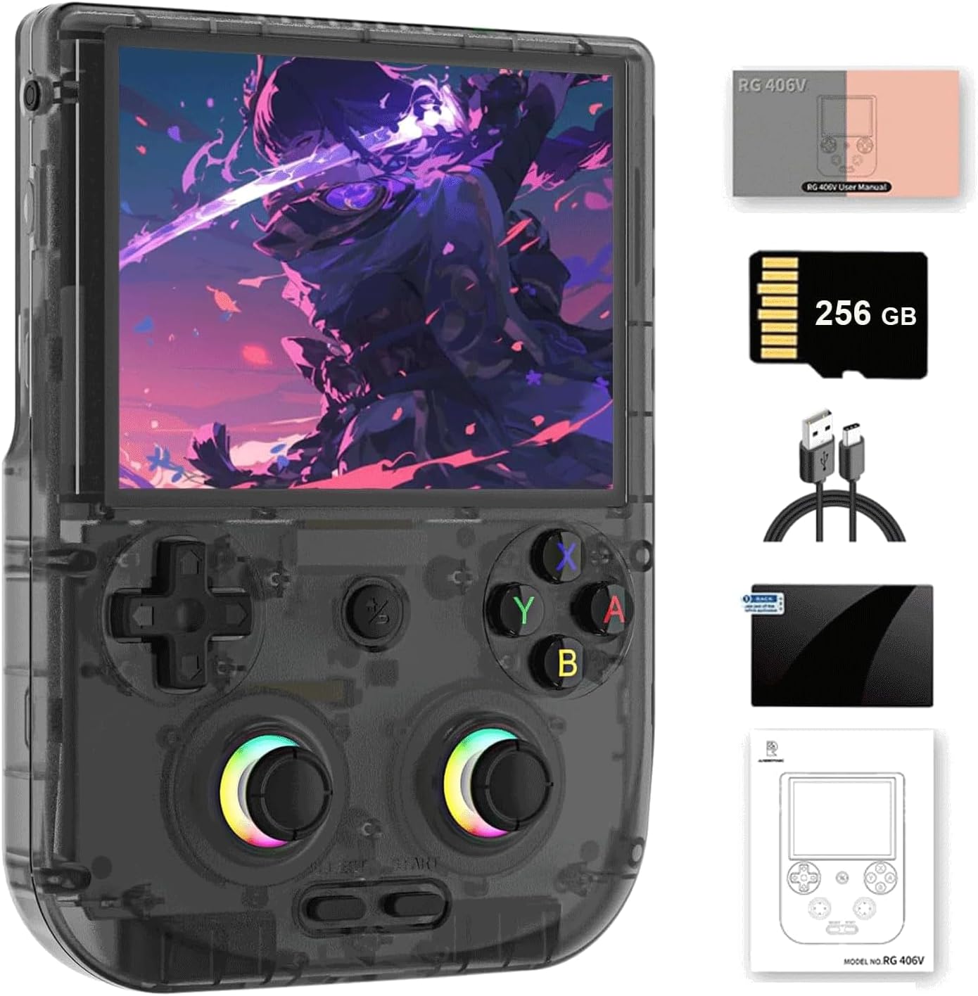 NULA RG406V Retro Handheld Konsole - Android 13 mit Unisoc T820 Prozessor - 4 Zoll IPS Touchscreen und 256 GB TF Karte mit 9000 Spielen - Schwarz mit 5G WLAN und Bluetooth-Nestmyio