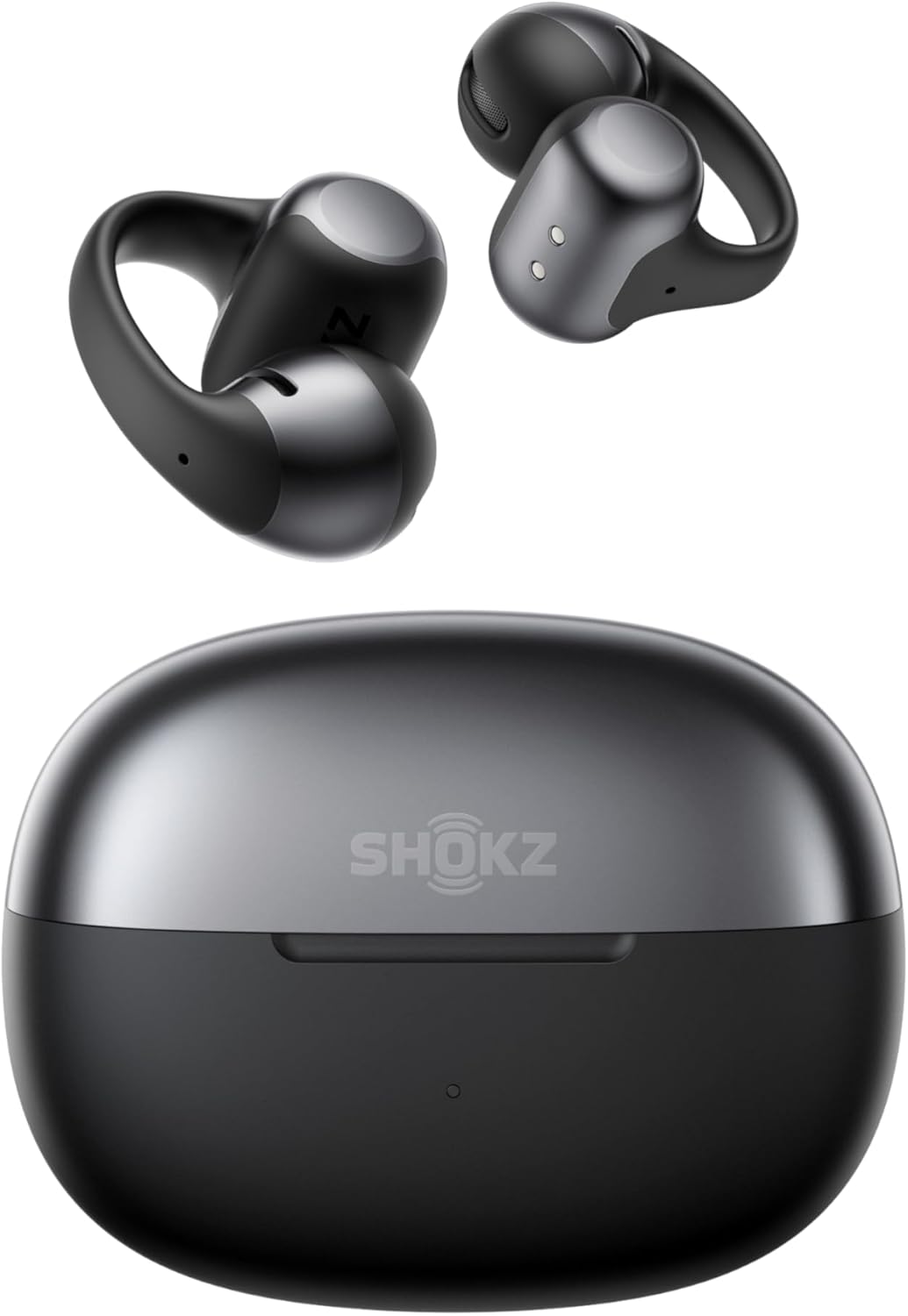 SHOKZ OpenDots ONE Open Ear Kopfhörer - Dolby Audio Clip On Earbuds Bluetooth 5.4 - 40 Stunden Akku IP54 und 6,5 g - Schwarz mit Mikrofon-Nestmyio
