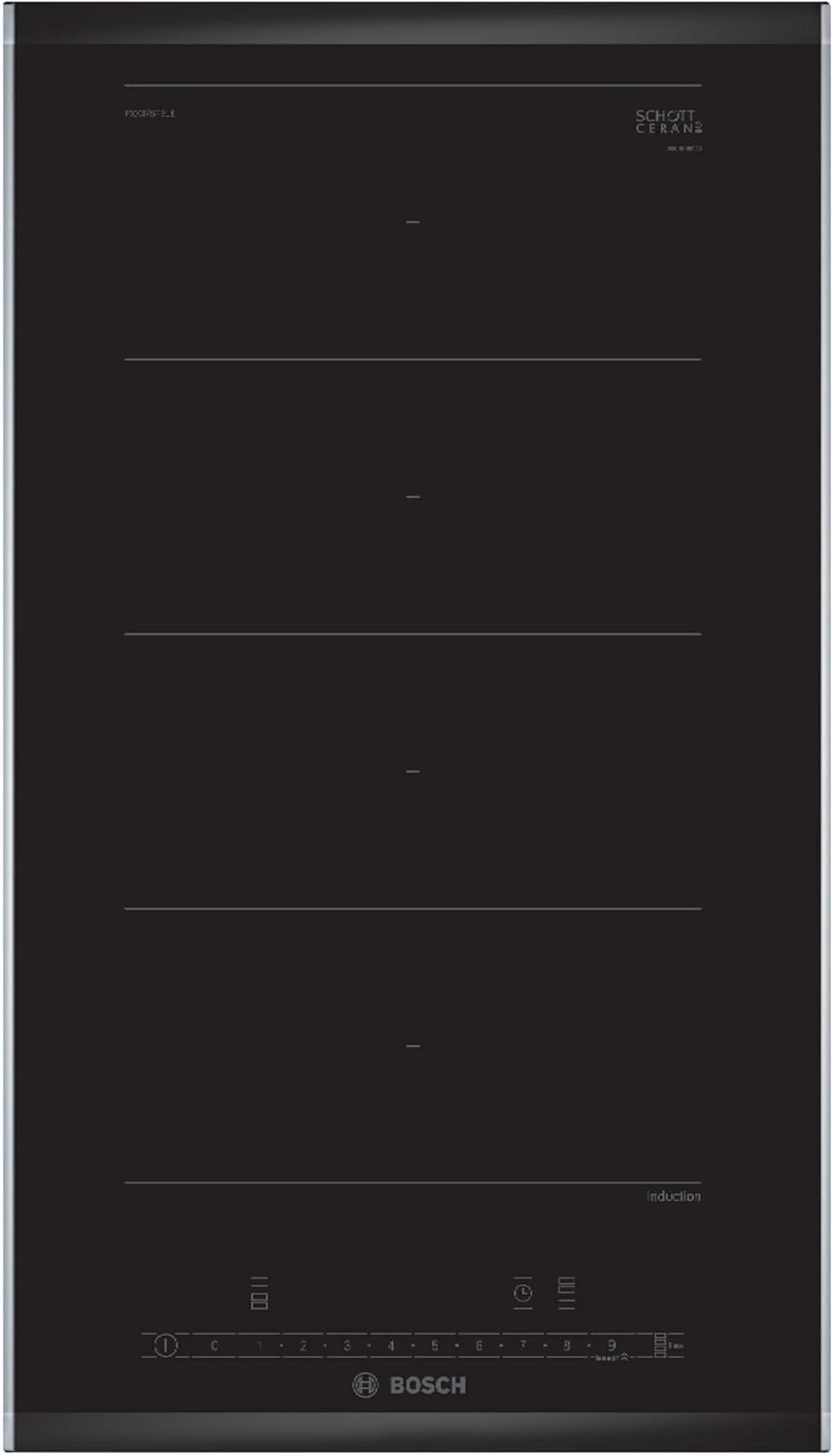 Bosch PXX375FB1E Serie 6 Domino Kochfeld - 30 cm mit zwei Flex Induktionszonen - DirectSelect PowerBoost QuickStart und ReStart - Schwarz aus Glaskeramik-Nestmyio