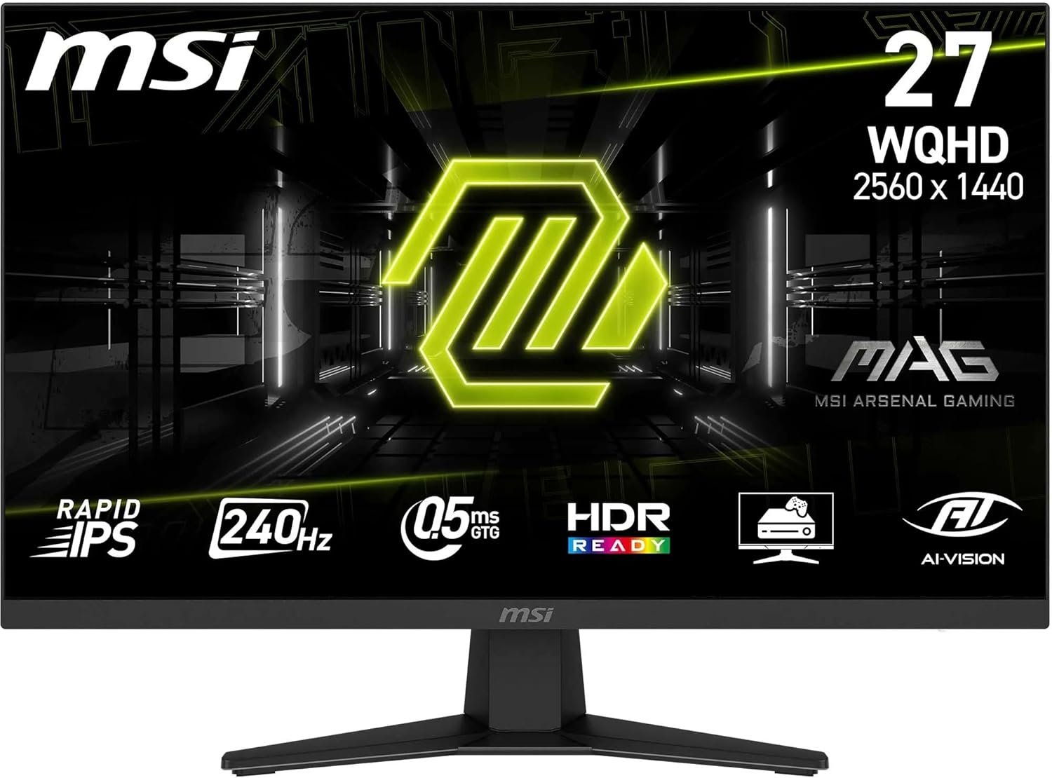 MSI MAG 274QF X24 Gaming Monitor - 27 Zoll WQHD Rapid IPS mit 2560 x 1440 - 240 Hz FreeSync Premium HDR Ready AI Vision - Schwarz mit HDMI 2.0b DisplayPort 1.4-Nestmyio
