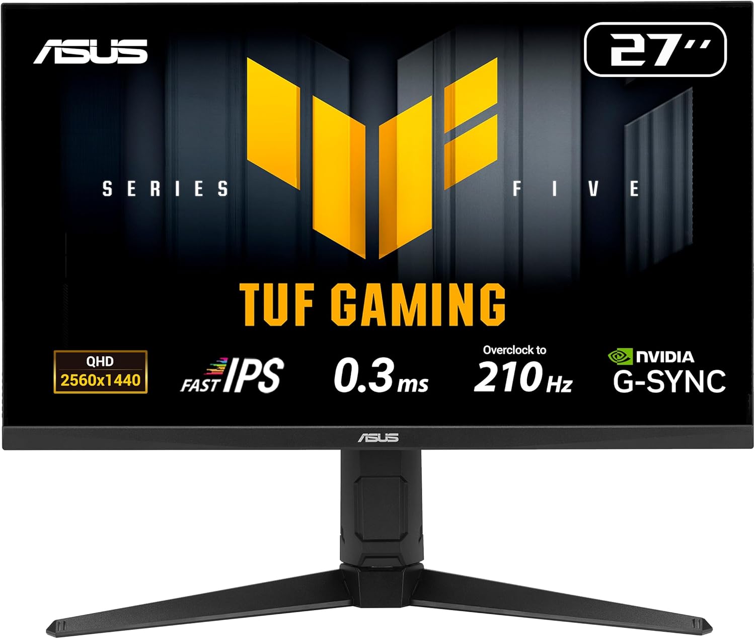 ASUS TUF Gaming VG27AQL5A Monitor - 27 Zoll WQHD Fast IPS mit 2560 x 1440 - 210 Hz und 0,3 ms Reaktionszeit - HDR400 ELMB USB Hub Lautsprecher HDMI und DisplayPort-Nestmyio
