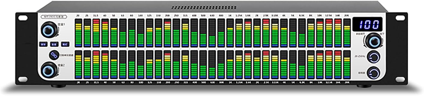 Zweikanal 31 Band Equalizer - LED Spektrumanzeige mit unabhängiger Kanalsteuerung - Zehn Speicherplätze und zehn Soundeffektmodi - Höhen Mitten und Bass separat einstellbar-Nestmyio