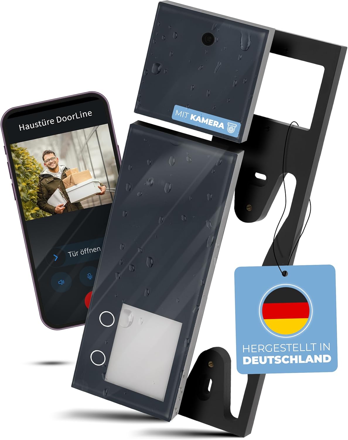 DoorLine Slim DECT Video Türklingel - Kabellose Kamera kompatibel mit FRITZ Box - App Steuerung Gegensprechanlage und Türöffner - Anthrazit Made in Germany-Nestmyio