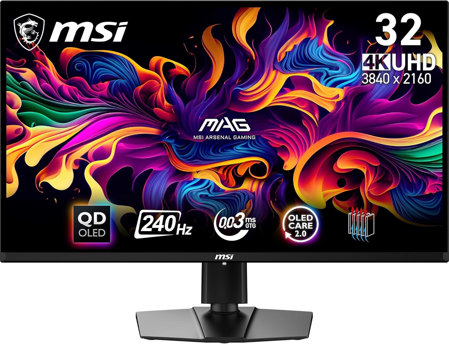 MSI MAG 321UPX QD OLED Gaming Monitor - 31,5 Zoll 4K UHD mit 240 Hz - 0,03 ms DisplayHDR True Black 400 - HDMI 2.1 DisplayPort 1.4a USB C-Nestmyio