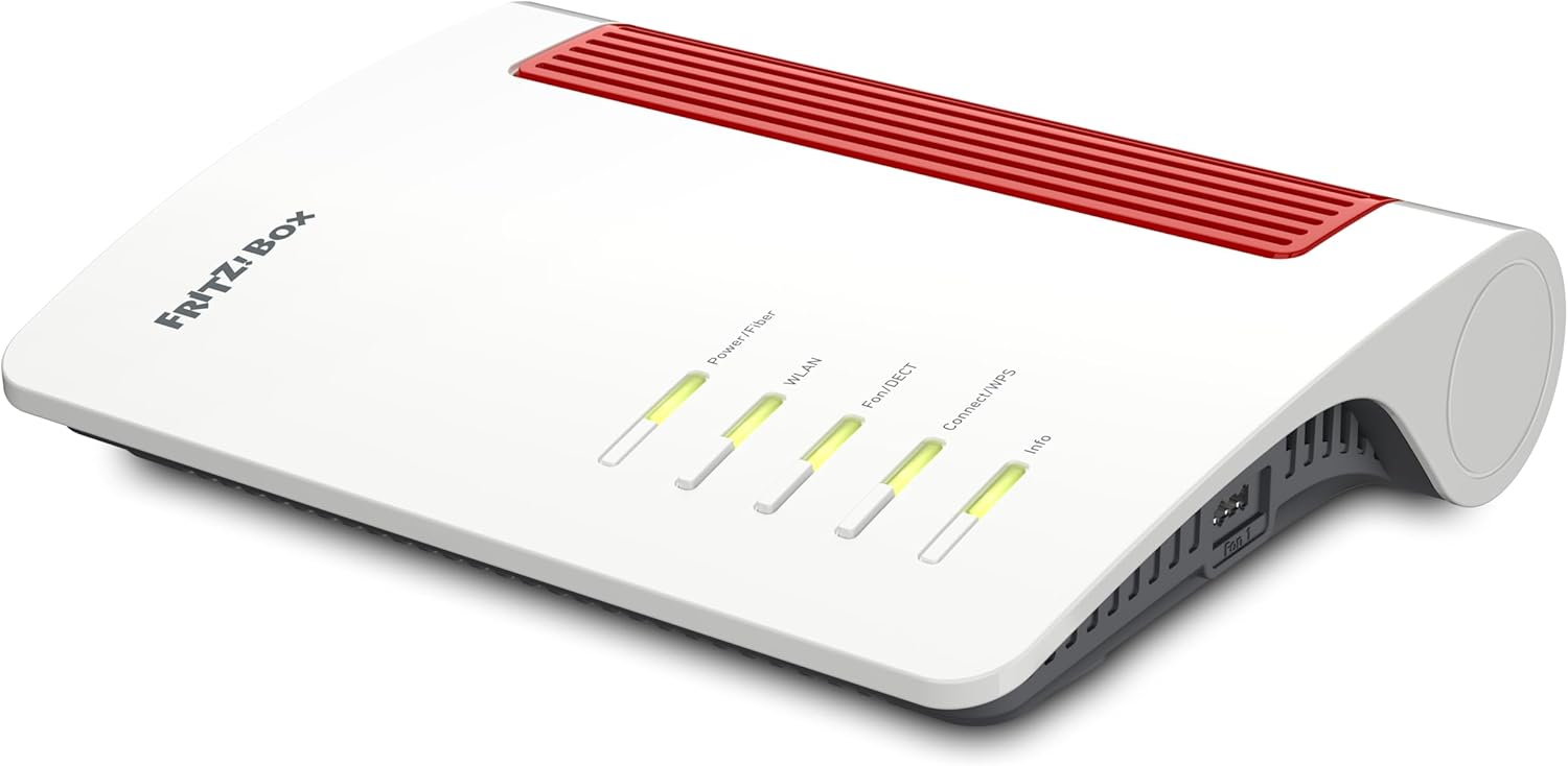 FRITZ Box 5690 Glasfaser Router - Wi Fi 7 Dualband bis 6448 MBit je Sekunde - AON GPON WLAN Mesh und 2,5 Gigabit WAN LAN - Weiß mit WPS und Zubehör-Nestmyio