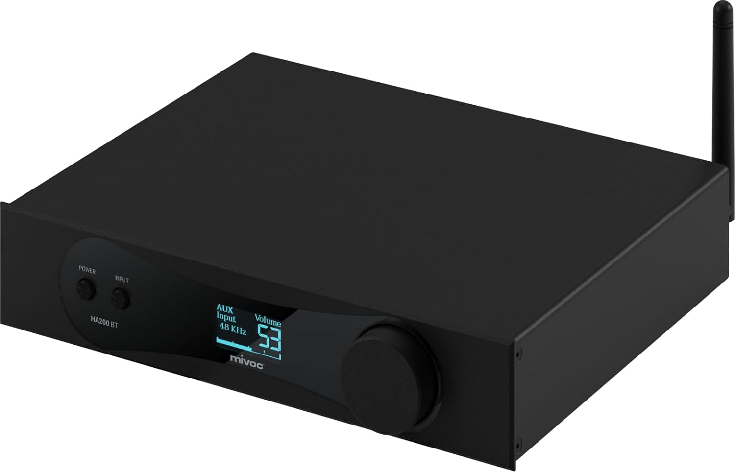 HA200 BT HiFi Verstärker - Stereo Endstufe mit 2 x 100 W Ausgangsleistung - Bluetooth optischer Eingang und Subwoofer Ausgang - Kompaktes Audiogerät 23 x 21,5 x 5,2 cm-Nestmyio