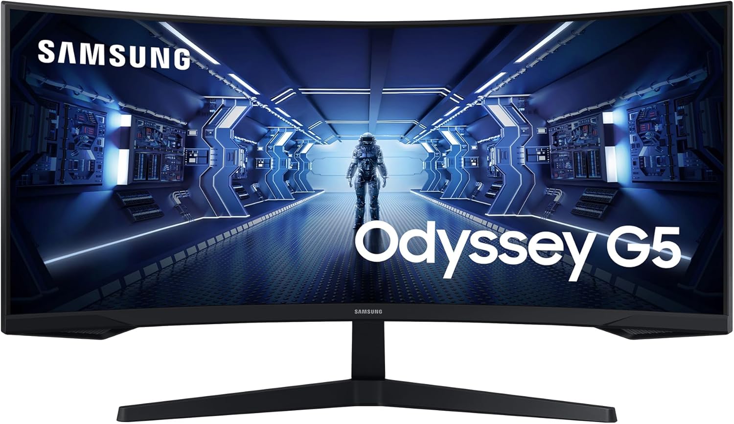 Samsung Odyssey G5 Gaming Monitor - 34 Zoll VA Panel mit QHD UltraWide und 1000R Krümmung - 165 Hz und 1 ms MPRT - Schwarz mit FreeSync Premium HDMI DisplayPort-Nestmyio