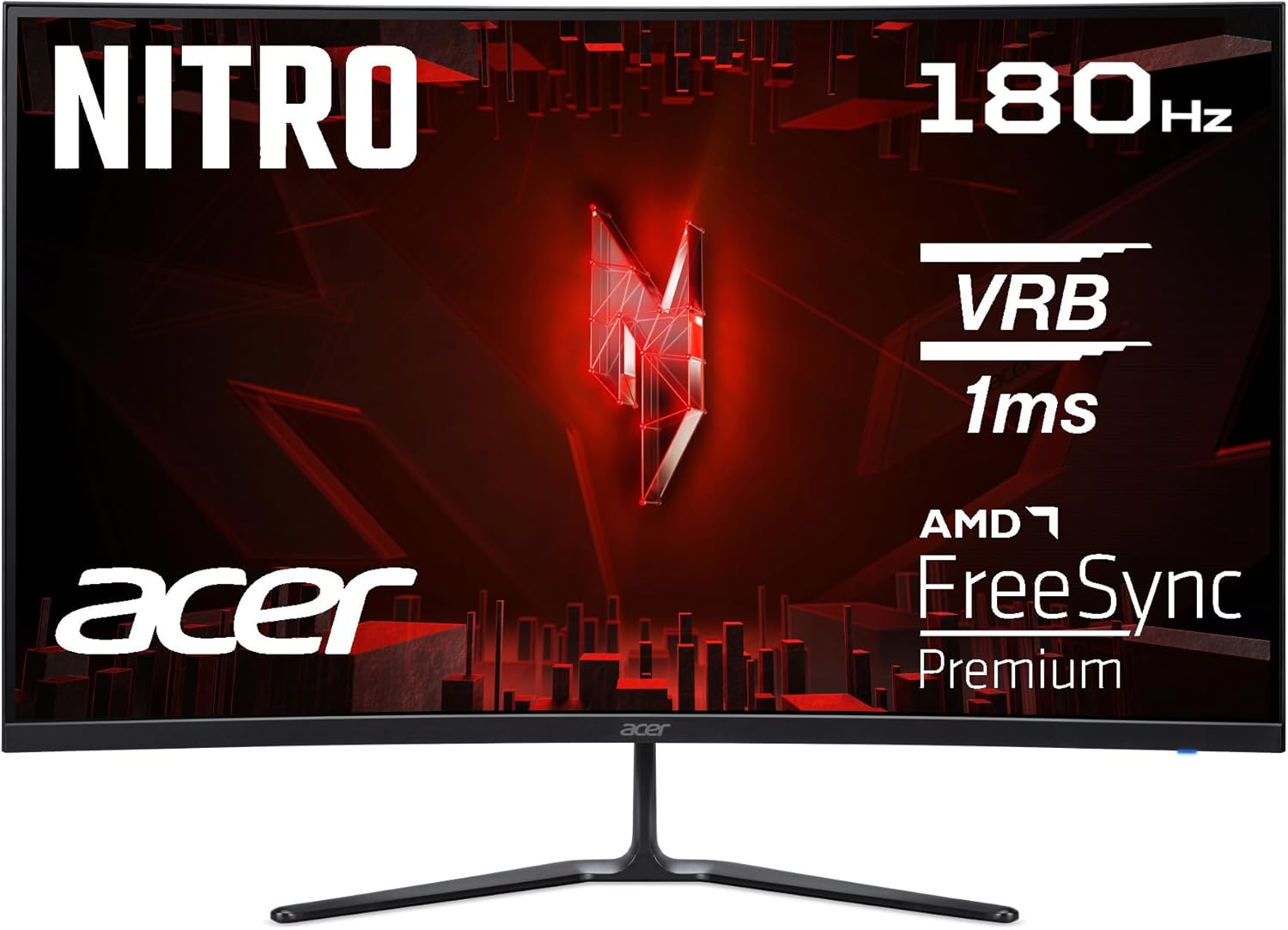 Acer Nitro ED320QR S3 Gaming Monitor - 31,5 Zoll Full HD VA Panel mit 180 Hz - 1 ms VRB FreeSync Premium - Curved Display mit HDMI und DisplayPort-Nestmyio