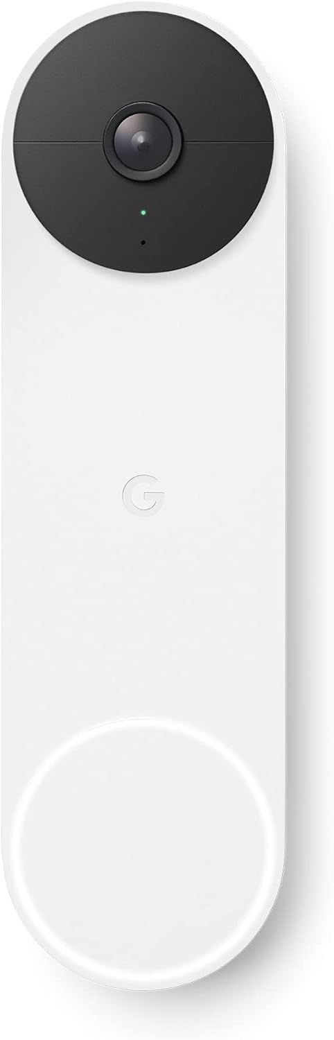 Google Nest Doorbell Video Türklingel - Kabellose HD Kamera mit Nachtsicht - Batteriebetrieben für den Eingangsbereich - Farbe Snow mit mobiler Überwachung-Nestmyio