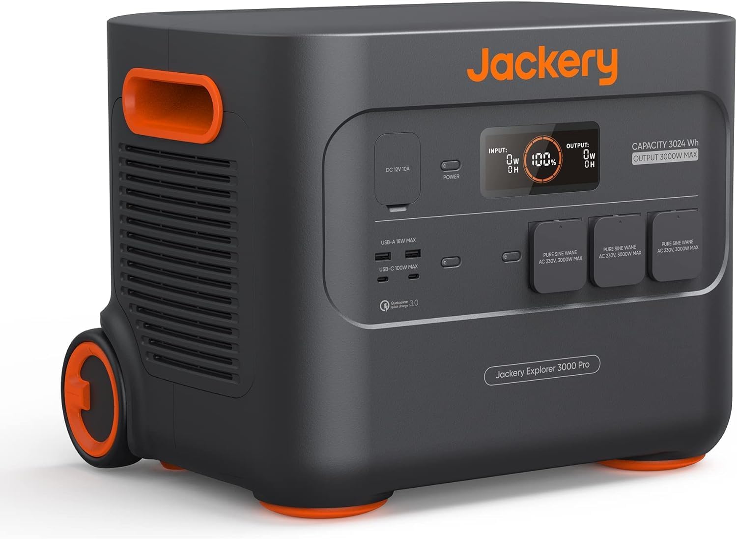 Jackery Explorer 3000 Pro Powerstation - 3024 Wh Kapazität mit bis zu 3000 W Leistung - 3 AC Ausgänge und 2 USB C Anschlüsse - Schnellladung für Zuhause Outdoor Notfall-Nestmyio