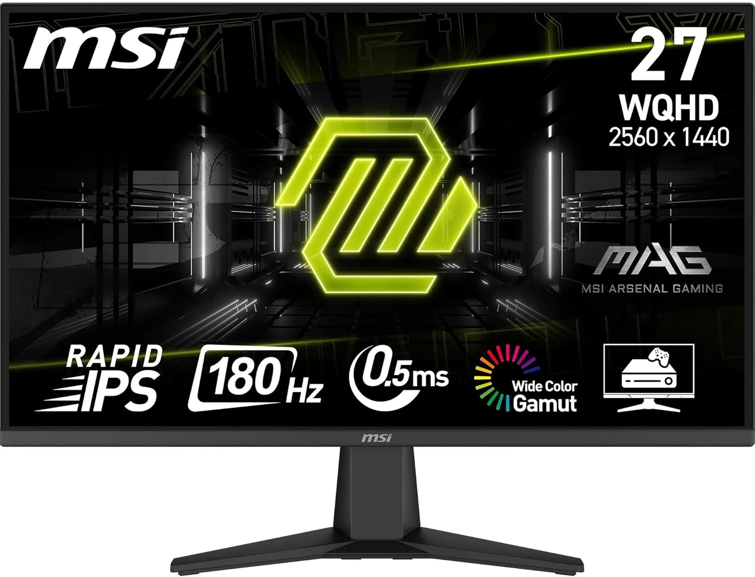 MSI MAG 275QF Gaming Monitor - 27 Zoll WQHD Rapid IPS mit 2560 x 1440 - 180 Hz und 0,5 ms Reaktionszeit - HDR Ready DisplayPort HDMI und 101 Prozent sRGB-Nestmyio