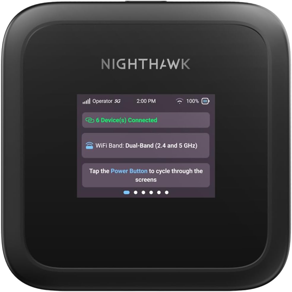 NETGEAR Nighthawk M3 Mobiler 5G Router - Wi Fi 6 AX3600 bis 2,5 Gbit - Entsperrter SIM Steckplatz für bis zu 32 Geräte - Schwarzer Hotspot für Reise Heim und Geschäft-Nestmyio