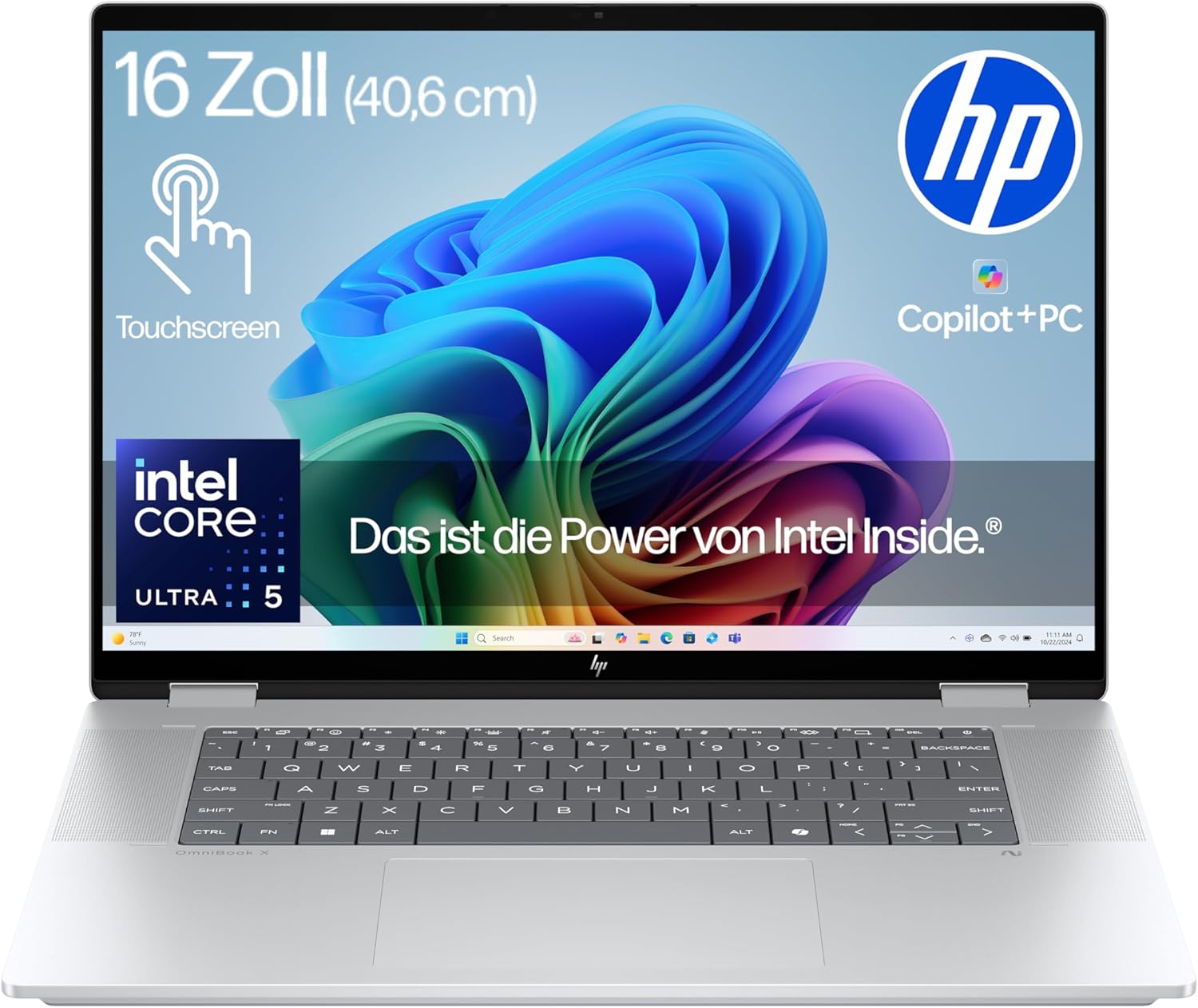 HP OmniBook X Flip 16-as0253ng AI Laptop - 16 Zoll Touchscreen mit 1920 x 1200 Pixeln - Intel Core Ultra 5 226V und Arc 130V - 16 GB LPDDR5X 512 GB SSD Windows 11-Nestmyio