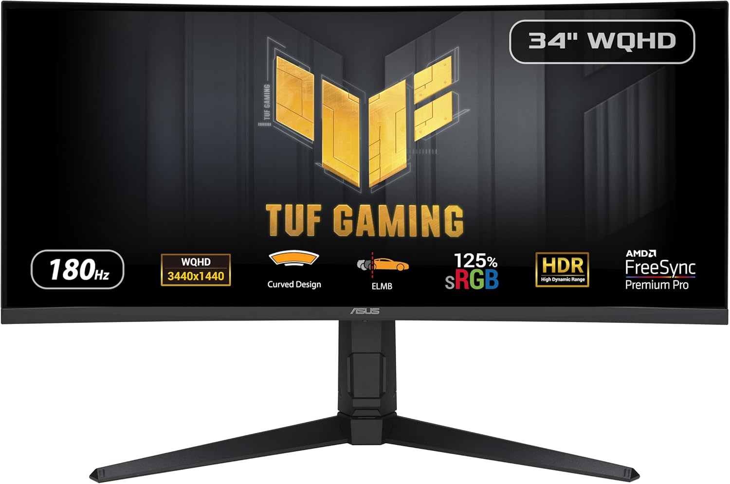 ASUS TUF Gaming VG34VQL3A Monitor - 34 Zoll WQHD UltraWide mit 1500R - 180 Hz 1 ms FreeSync Premium Pro HDR400 - Curved Gaming Display mit HDMI-Nestmyio