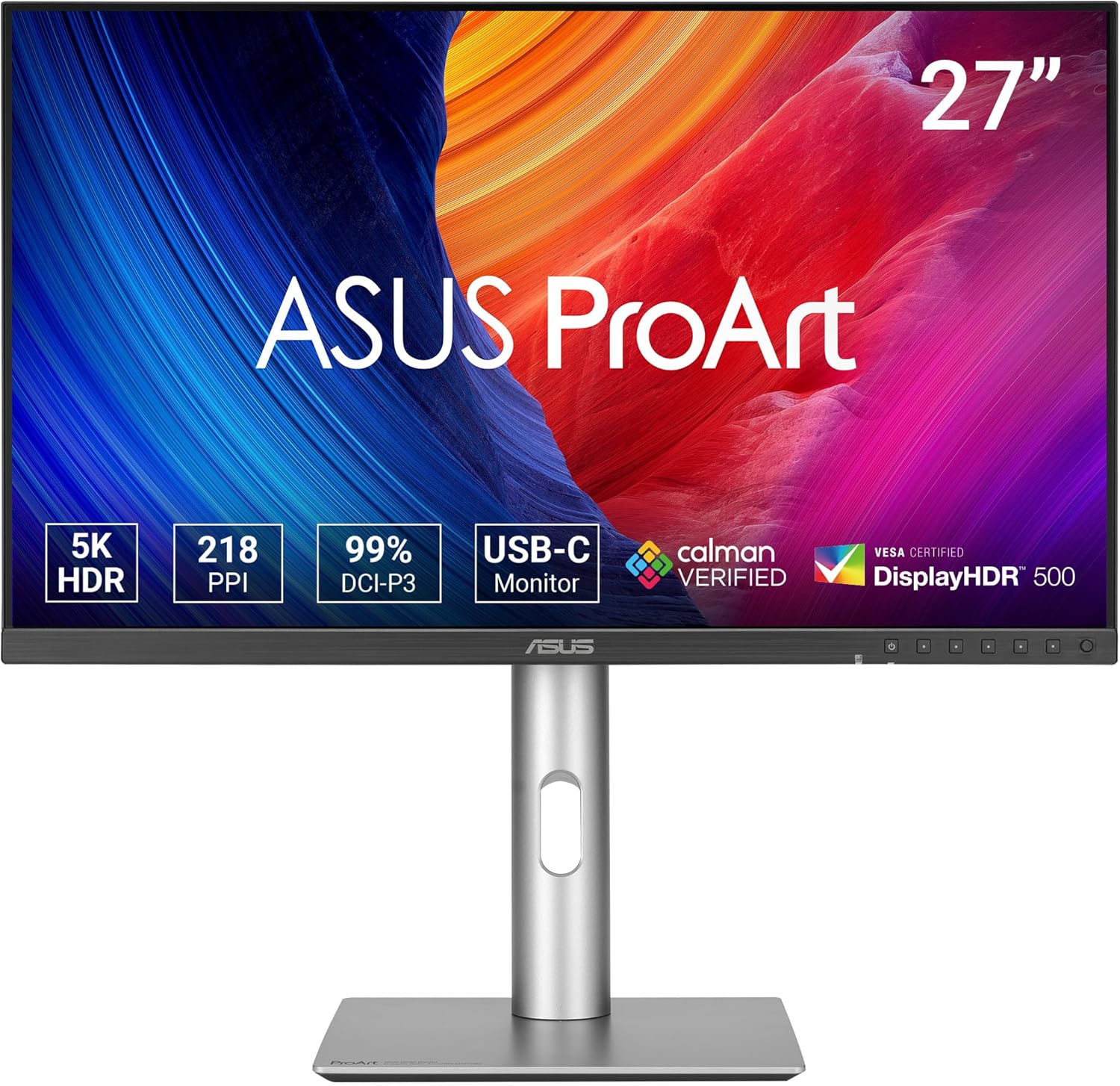 ASUS ProArt PA27JCV Profi Monitor - 27 Zoll 5K mit 5120 x 2880 und 10 Bit - DisplayHDR 500 Auto KVM und Calman - USB C 96 W DisplayPort HDMI USB Hub Lautsprecher-Nestmyio