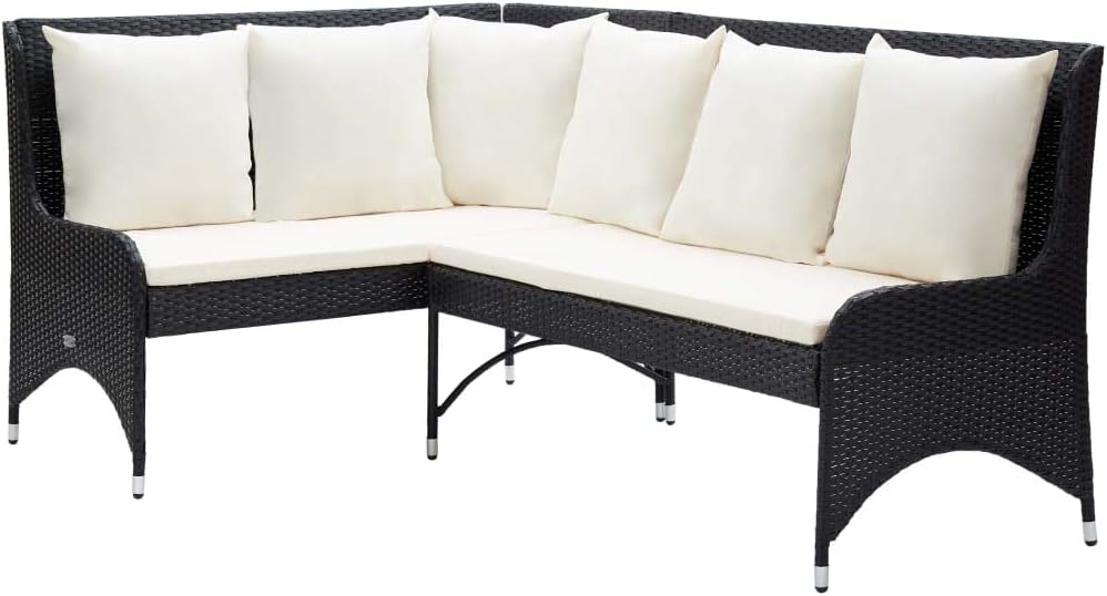 vidaXL Polyrattan Garten Ecksofa - Zweiteilige Sitzgruppe für zwei Personen - Sitzhöhe 40 cm und moderne modulare Form - Schwarz für Garten Terrasse und Lounge-Nestmyio