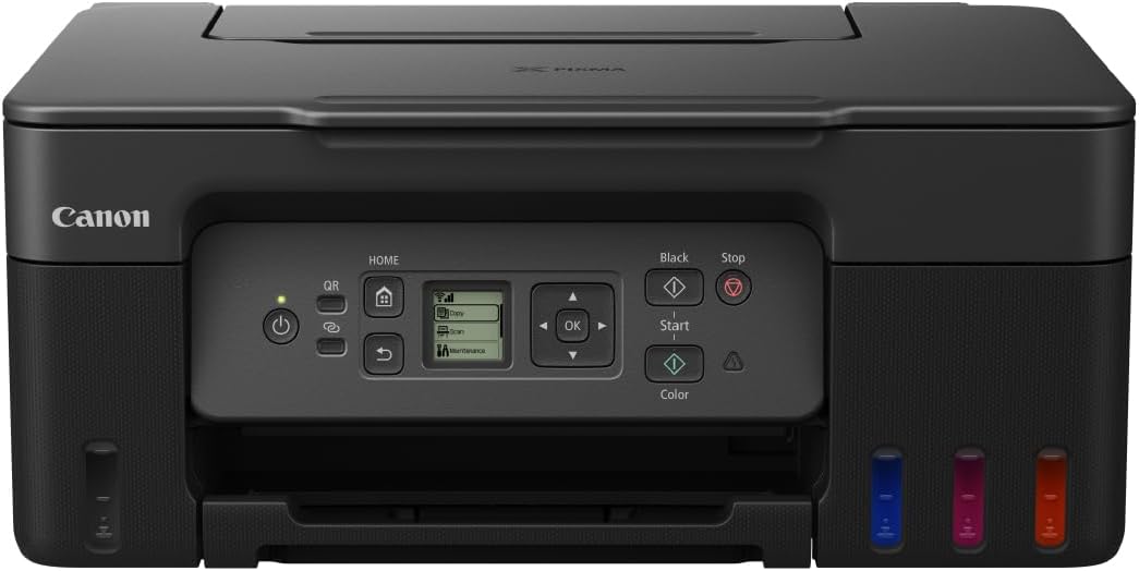Canon PIXMA G3570 MegaTank Multifunktionsdrucker - DIN A4 Farbtintenstrahler zum Drucken Scannen und Kopieren - Nachfüllbare Tintentanks mit WLAN Cloud und App - Schwarz Grau mit LCD Display-Nestmyio