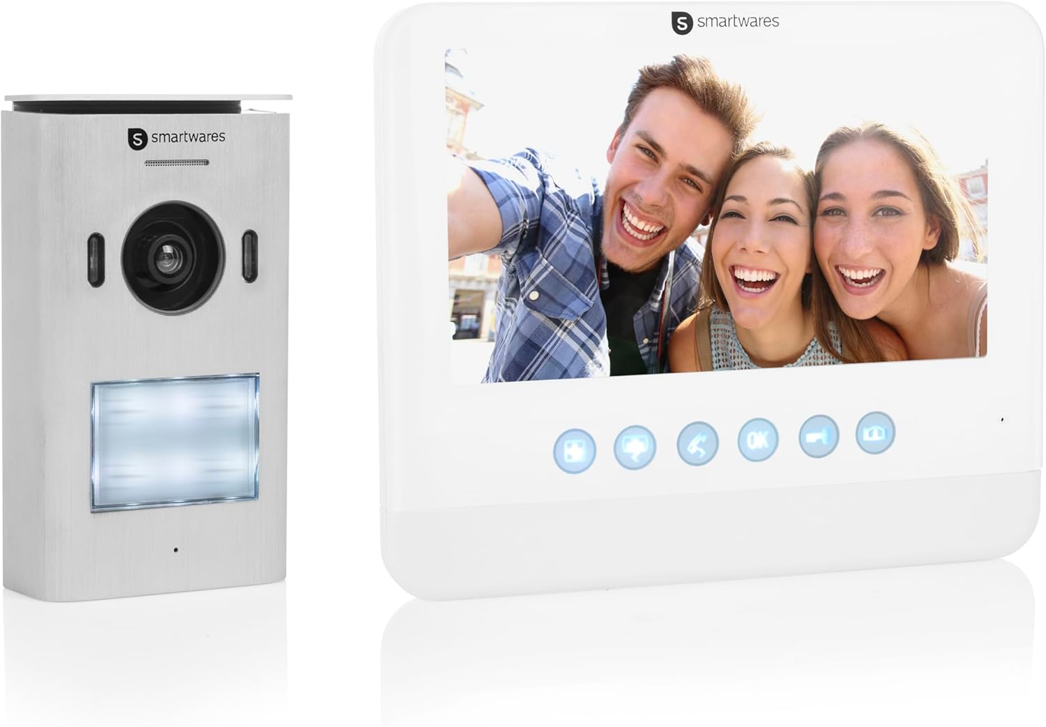 Smartwares DIC 22212 Video Türsprechanlage - Für eine Wohneinheit mit 7 Zoll Touchscreen - HD Kamera Bewegungssensor und Türöffner - Silber mit 2 Draht Technik-Nestmyio
